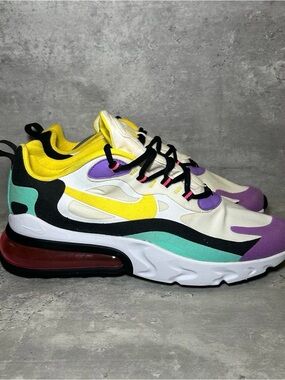Nike Air Max 270 React Running Shoes AO4971-101 Mens sz 11 - white/purple